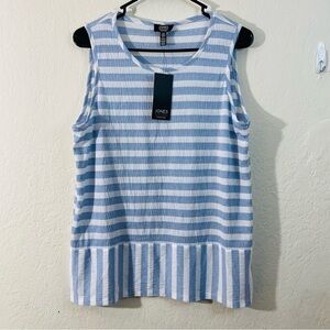 NWT Jones New York Light Blue and White Striped Tank Top Women Medium Casual